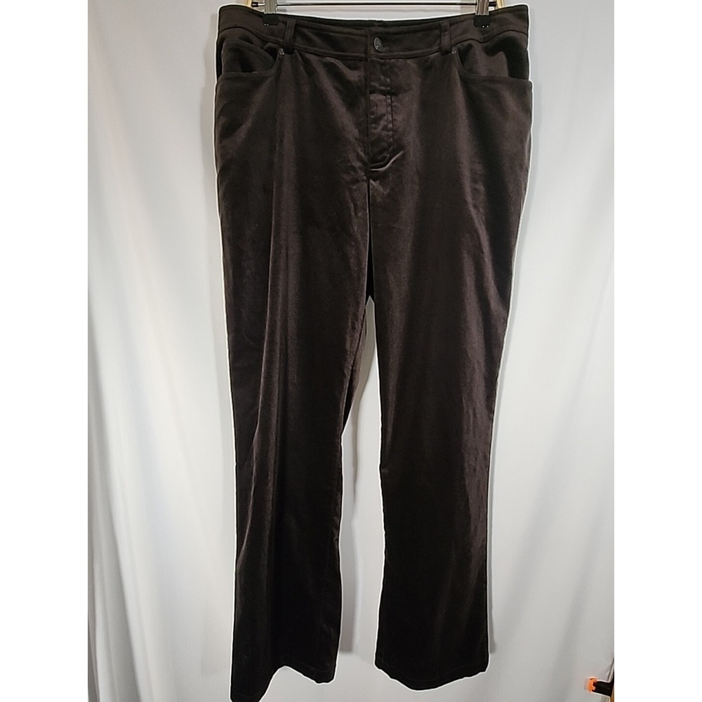 Ellen Tracy Velour Straight‎ Leg 5 Pocket Stretch Jeans Mahogany Women Sz 14 NWT